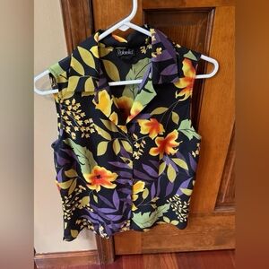 Women's Floral Sleeveless Top - Black and Yellow